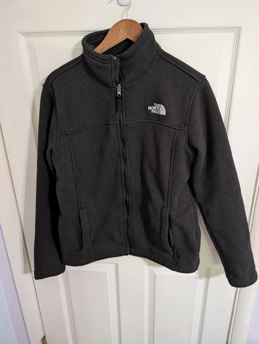 North Face Mens Jacket Gray Full Zip Sweater Fleece Coat Size Medium